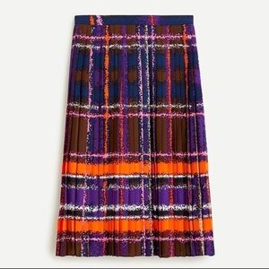 NWT J.Crew MIDI Pleated skirt in brown purple plaid - Size 2